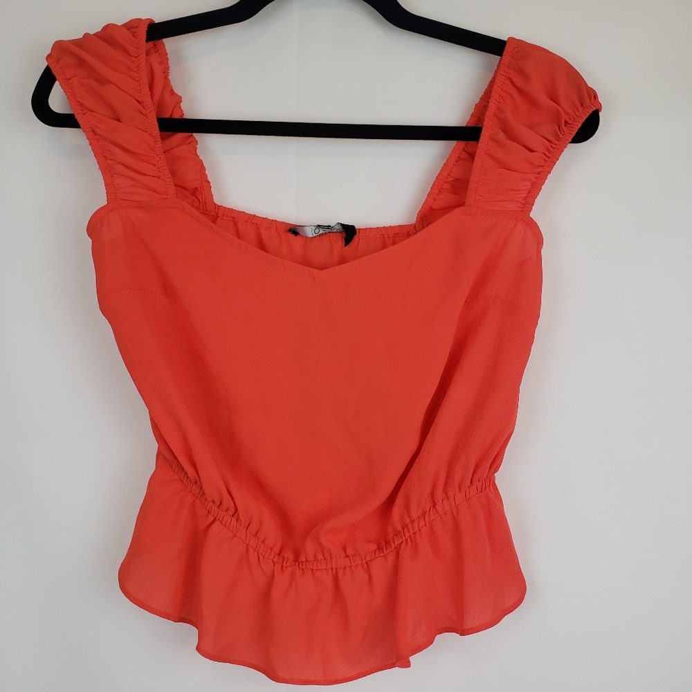 19 Cooper Womens Blouse Cropped Ruffle Hem NWT size XS Peplum